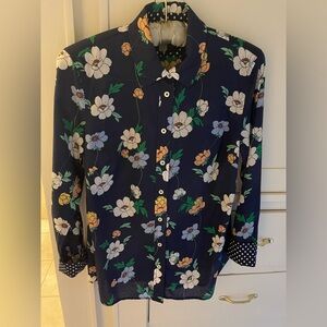 Talbots Blue and White Floral Blouse